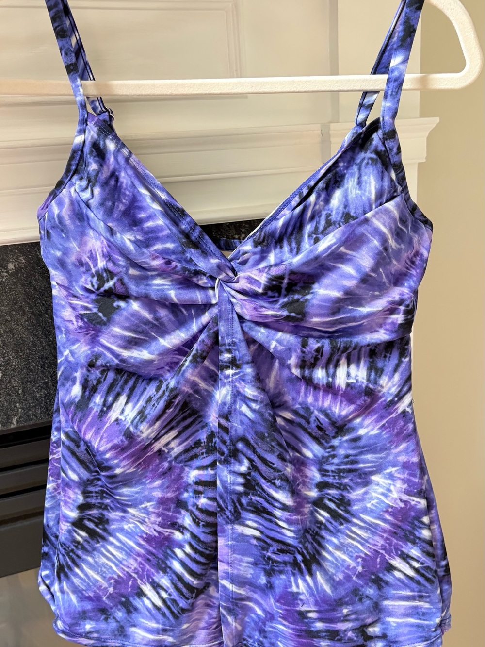 Miraclesuit Underwire swim suit separate. Purple Tie-Dye Twist-Front. Size 8